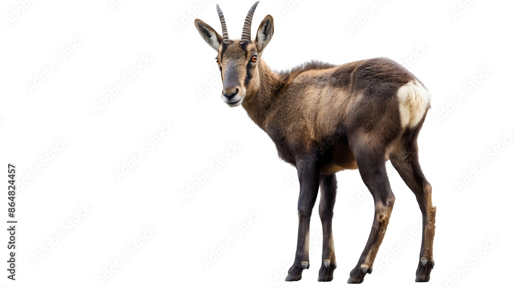 Aufkleber 2. create an isolated, white-background image of a chamois featuring its entire body, including its 