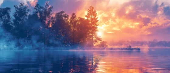 Obraz premium Twilight Serenity by the Lakeside