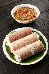 Chamba rice puttu with kadala curry.