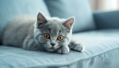 Adorable Cat on Sofa