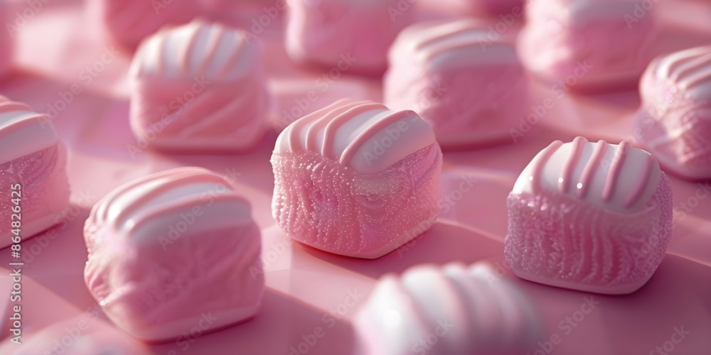 Poster marshmallow pattern 3d render for wrapping paper. concept packaging design, 3d rendering, marshmallo