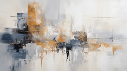 Abstract painting in black and silver , modern decoration. Abstract and minimalist oil painting background with copy space.