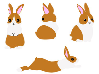 茶ハチワレうさぎ4ポーズセット