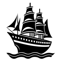 Ship icon vector silhouette illustration.
