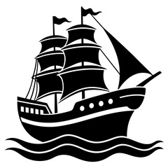 Ship icon vector silhouette illustration.
