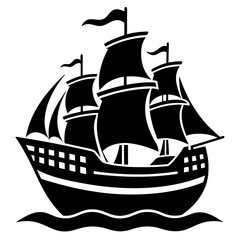 Ship icon vector silhouette illustration.
