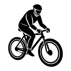 Obraz premium biker icon silhouette vector illustration on white background.
