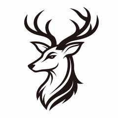 deer head logo icon silhouette vector art illustration.