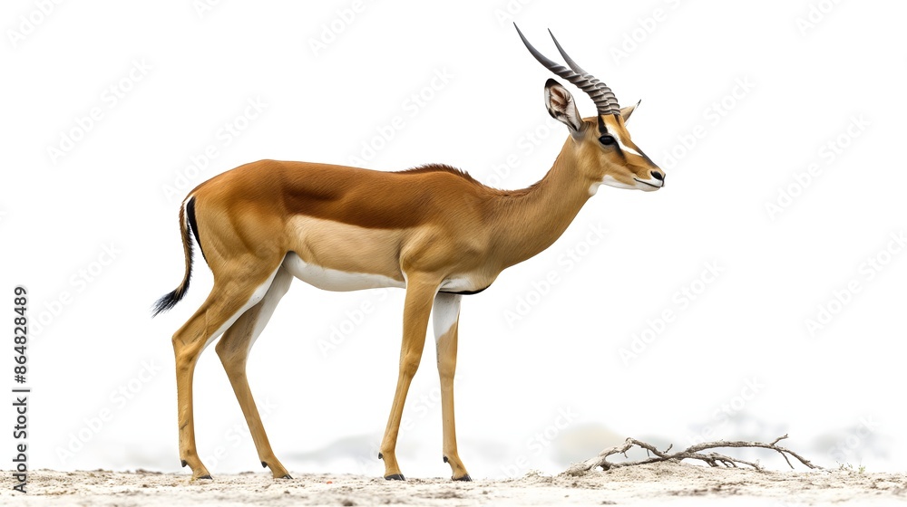 Aufkleber 2. create an isolated, white-background image of an impala featuring its entire body, including its 