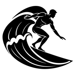 surfer icon silhouette vector illustration on white background.
