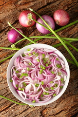Homemade fresh onion salad. 