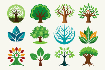 different tree logo collection vector illustration