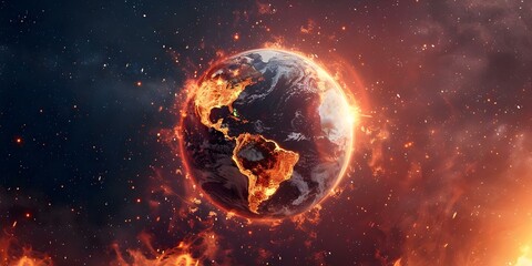 Obraz premium Impending Global Catastrophe The World on the Brink. Concept Environmental Crisis, Climate Change, Global Warming, Natural Disasters, Societal Collapse
