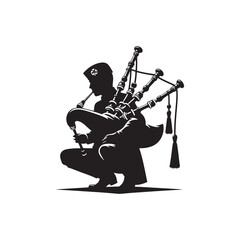 Bagpipe Silhouette - Bagpipe Vector - Music Instrument Illustration.