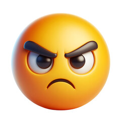 Fototapeta premium Angry face three-dimensional emoji isolated on transparent background