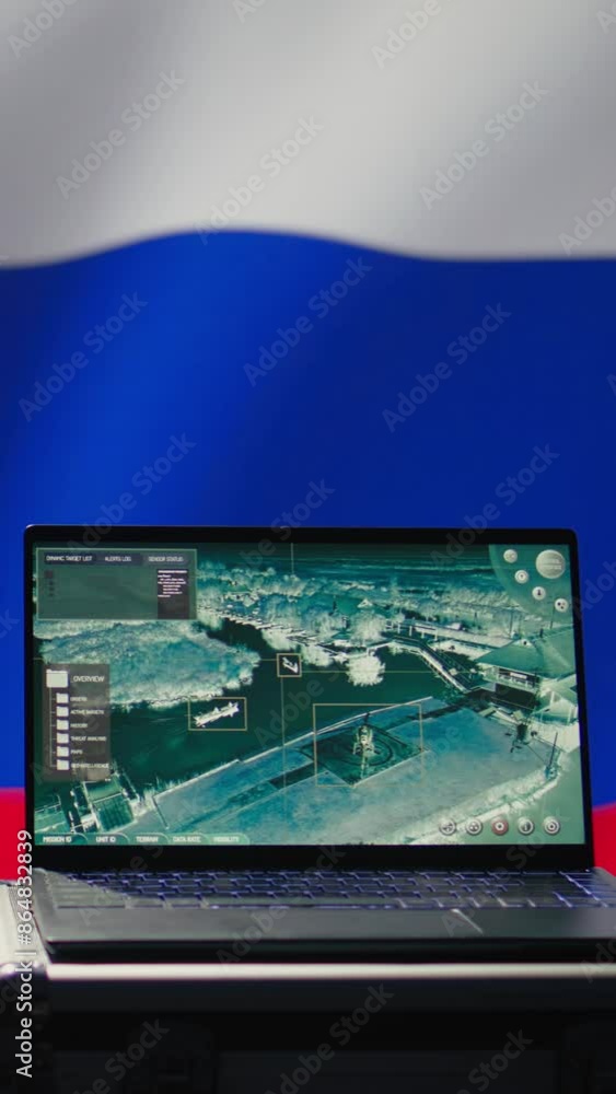 Poster vertical video russian federal security service using radar system to detect ballistic missiles atta