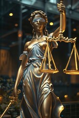 Themis, greek goddess of justice, holding scales and sword