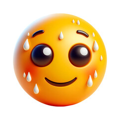 Obraz premium Hot sweating face with smiling eyes three-dimensional emoji isolated on transparent background