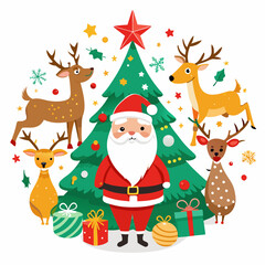 santa-claus-and-reindeer-around-the-christmas-tree