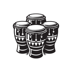 Bongo Silhouette - Musical Instrument Vector - African Drum Illustration.