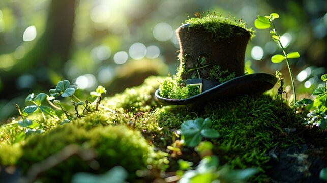 A hat resting on mossy hilltop - Powered by Adobe