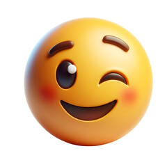 Fototapeta premium Winking face three-dimensional emoji isolated on transparent background