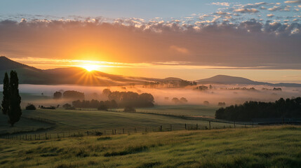 sunrise in the mountain field
