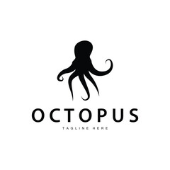 Octopus Logo Simple Line Design Sea Animal Japanese Seafood Ingredient Icon Symbol Illustration