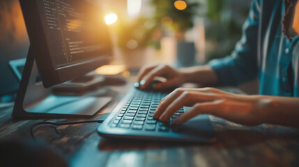typing on keyboard
