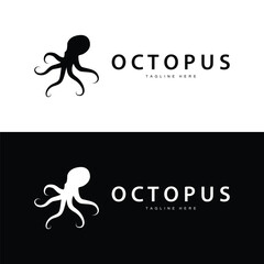 Octopus Logo Simple Line Design Sea Animal Japanese Seafood Ingredient Icon Symbol Illustration