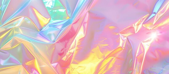 Fototapeta premium Abstract background with holographic foil for modern design. Sparkling holographic cover in gentle pastel shades.