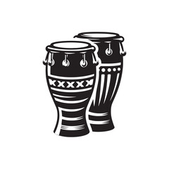 Conga Vector Silhouette - Musical Instrument Illustration - Minimalist Conga Design.