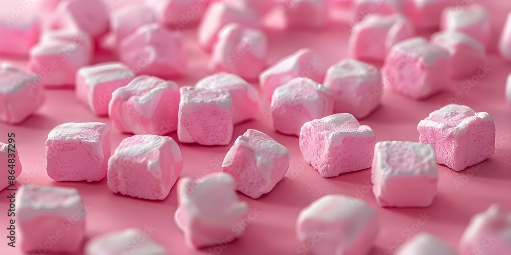 Poster 3d render of pink marshmallow pattern background for wrapping paper or textile print. concept 3d ren
