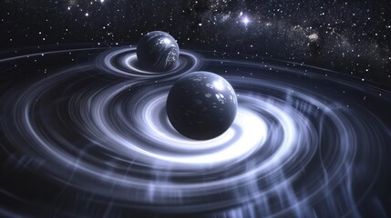 Obraz premium A cosmic phenomenon with gravitational waves rippling through space.,majestic astronomical image of galaxy universe space beautiful like magic in dream