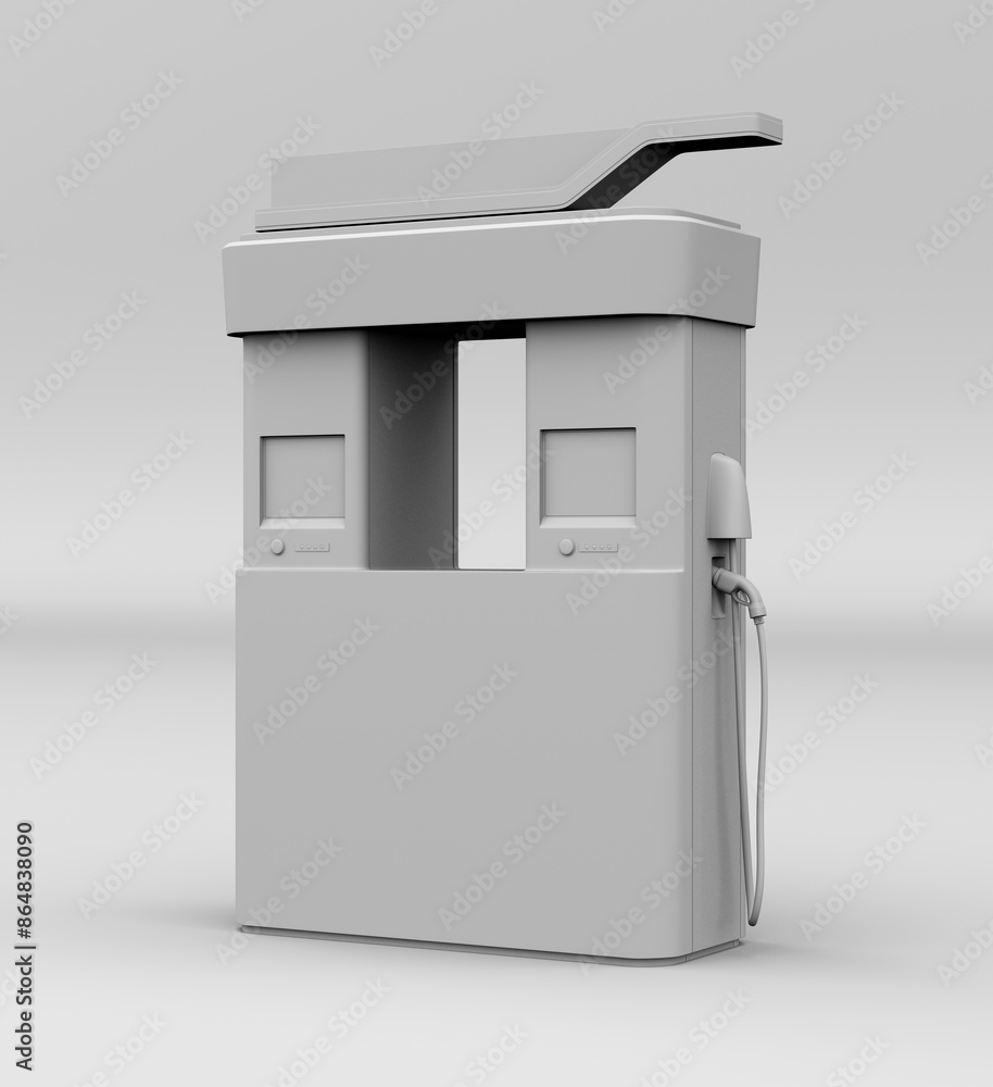 Aufkleber clay rendering of fuel cell hydrogen refueling station. 3d rendering image.