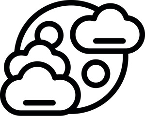 Full moon with craters partially hidden by clouds on transparent background