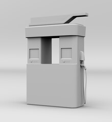 Clay rendering of Fuel Cell Hydrogen Refueling Station. 3D rendering image.
