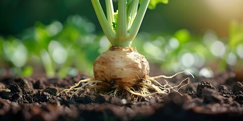 Tuber Cell Structure in Root Vegetables for Vegetative Reproduction A Visual Representation. Concept Root Vegetables, Tuber Cells, Vegetative Reproduction, Visual Representation, Botanical Science