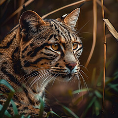 Animal in wild nature undomesticated cat portrait, AI Generative