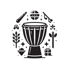 Minimalist Djembe Design - Djembe Silhouette Vector - Djembe Illustration.