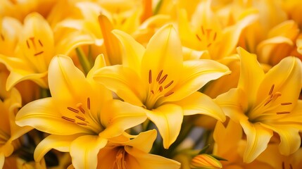 Obraz premium Closeup of yellow beautiful blooming lilies