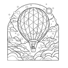 Flying balloon colouring page