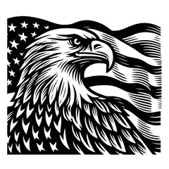 Obraz premium American Bald Eagle in Vector USA Patriotic Tatoo Style