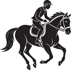 horse rider silhouette illustration black and white