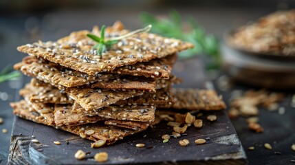 Crisp and crunchy crackers made with an assortment of wild grains including spelt einkorn and farro for a delicious and healthy snack.
