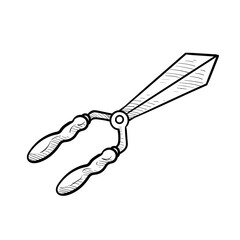 garden scissors handdrawn illustration