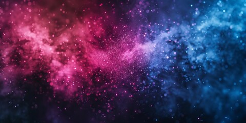 Fototapeta premium Abstract space background with vibrant pink and blue hues, featuring cosmic dust and stars in a nebulous cloud formation, perfect for digital designs.