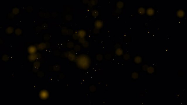 Dust particles in gold color with alpha channel. Abstract dust particles with bokeh and snow glare. Great for adding a touch of elegance and sparkle to videos, presentations, and creative projects