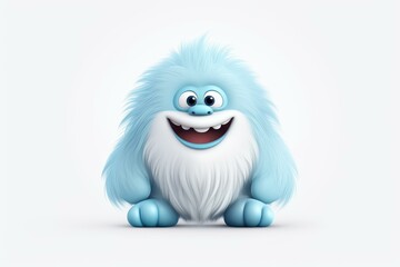 Obraz premium Adorable cartoon character Yeti with clear background and alpha channel, perfect for graphic designs.