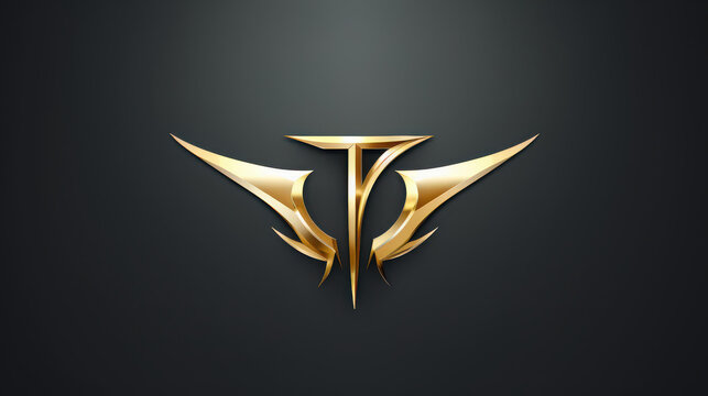Exquisite gold and silver letter T logo design for a luxurious brand